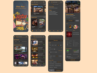 Dine Now_ Mobile App design dinner lunch mobile app restaurant booking ui user experience ux