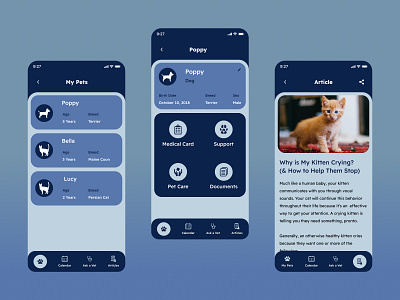 Pet Care - Health App design doctor health app mobile app pet care screens ui user experience ux
