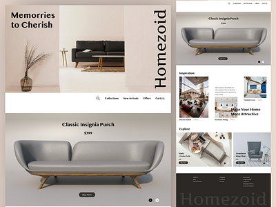 Online Furniture Store: Homezoid branding design furniture store home lifestyle online shopping ui ux