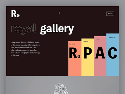 Royal Gallery: Art Gallery Landing Page art gallery artist design exhibition homepage landing page online ui user experience ux