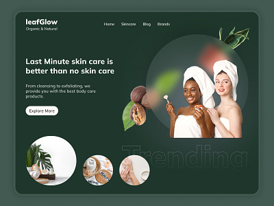 Skincare Website design glass effect glow graphic design landing page leaf product page skin care ui user experience ux website