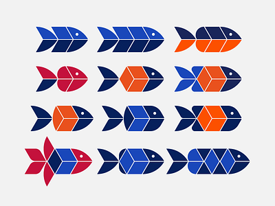 Isometric Fish - logo exploration brand design brand designer branding cube logo cubes exploration fish logo fishes graphic design icon isometric design logo logo design logo design concept logo designer shapes