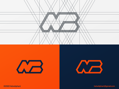 NB logo and design grid abstract logo brand design branding custom letter design dynamic logo icon letter b logo letter n logo lettermark logo logo logo design logo design grid logotype minimalist logo modern logo negative space logo sports logo sportswear logo timeless logo typography