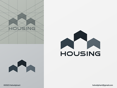 Housing - version 1 abstract logo arrows logo brand design branding condo rental creative logo exclusive design geometric logo house logo icon logo logo design logo design grid logotype minimalist design modern design negative space logo one shape logo realtor logo rental homes