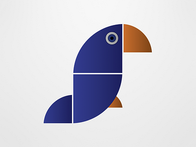 Minimalist Animals - Small Blue Parrot animals golden ratio icons illustration rationalism shapes