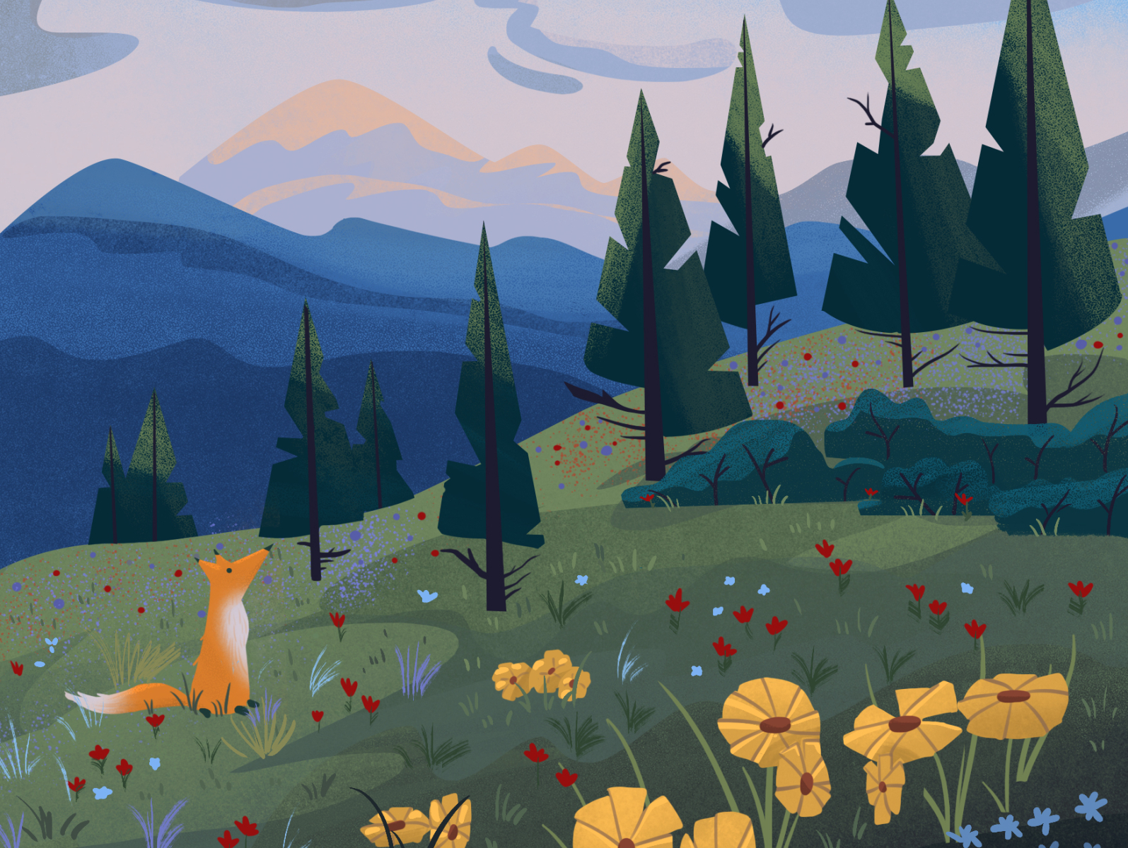 a-fox-in-the-mountains-by-aksinnia-on-dribbble