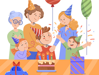 Happy birthday! board game branding cartoon children illustration design digital art digital painting drawing illustration ui