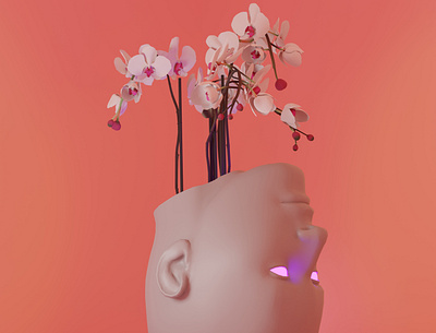 007 - In Bloom 3d 3d art 3d artist 3d design 3d designer 3d modeling artist blender blender 3d cgart cover cover art cover design design flowers head