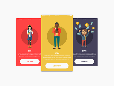 Onboarding Screens food illustrations introduction ios onboarding