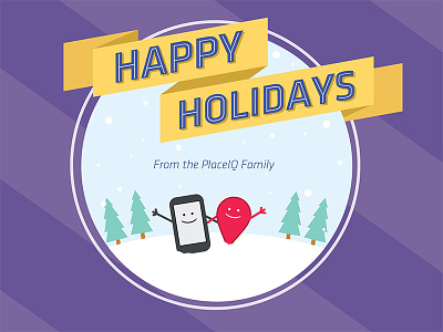 Holiday Happiness card holidays location phone purple snow winter