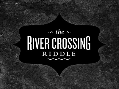 River Riddle Infographic black and white infographic riddle river typography