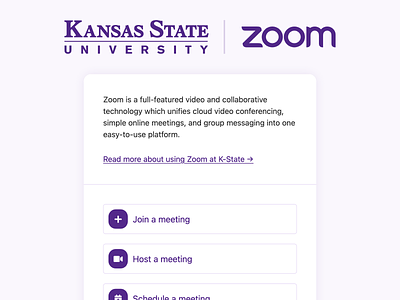 K-State Zoom landing page