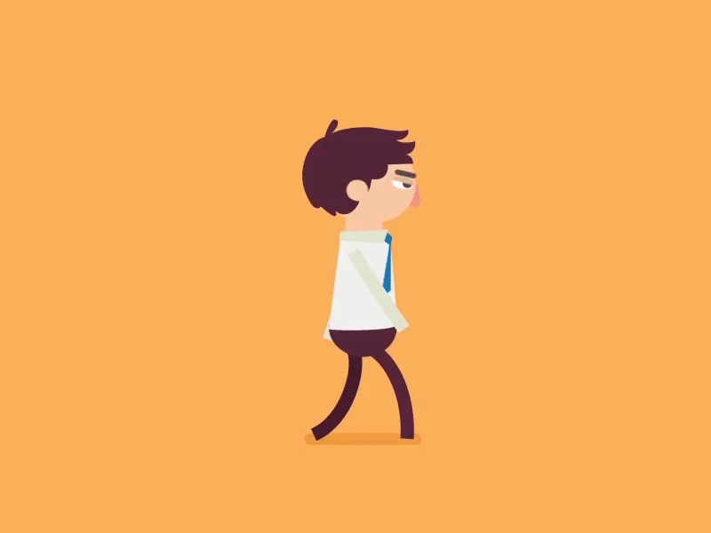 Annoying walking man animation character flat man motion graphics vector walk
