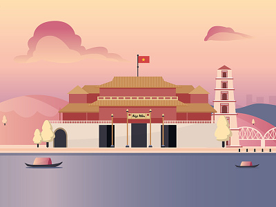 Hue animation hue imperial kingdom motion pagoda tourist travel vietnam
