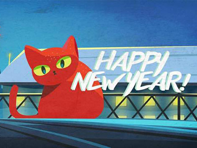 Happy New Year 2017 big cat happynewyear red cat motion