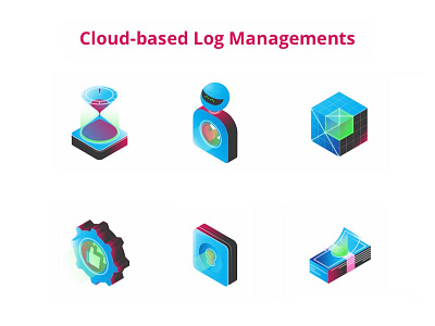 Illustrations of a cloud-based log managements design icon illustration isometric ui