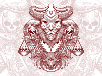 Lion Sheep design engraving illustration logo tattoodesign tshirtdesign