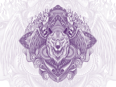 Wolfhell design engraving illustration logo tattoodesign tshirtdesign