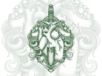 HeartBroken design engraving illustration logo tattoodesign tshirtdesign