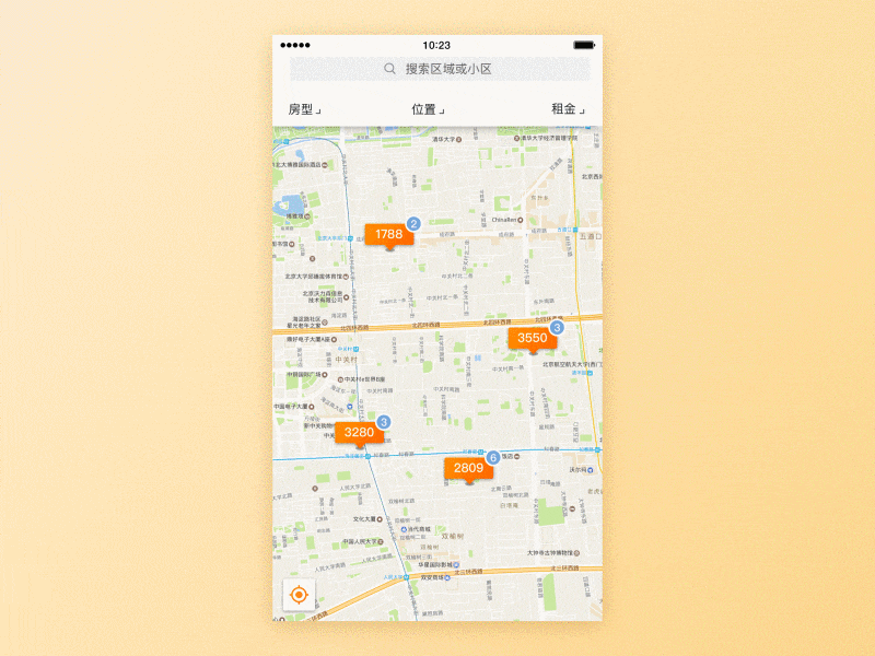 Renting App app details list map renting