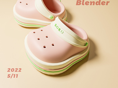 洞洞鞋 3d blender design 三维 卡通 可爱 插画 模型 渲染 艺术 角色 鞋子