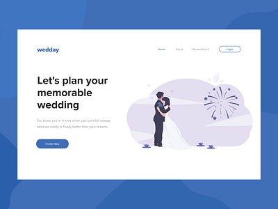 Wedday flat design illustrator landing landing page minimalism ui ui design wedding