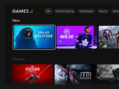 Games Page Tv UI