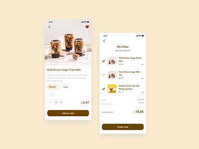 Onezo App app app design boba bubble tea cart design flat mobile mobile app onezo ui ui ux ui design ux