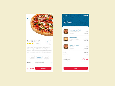 Pizza app 🍕 app app design design flat mobile mobile app pizza pizza menu ui ui ux ui design ux