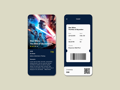 Movie Ticket App app cinema design flat mobile mobile app movie movie app movie ticket ticket ui ui ux ui design ux