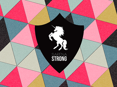 Strong - Branding in Progress film grain geometry neon pink shield triangles unicorn