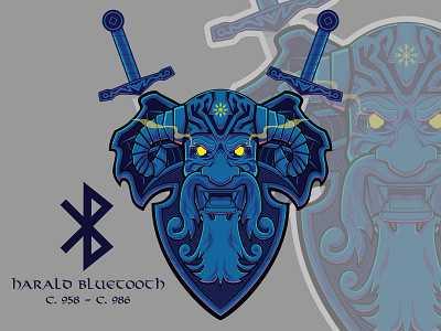 Harald Bluetooth Emblem art bluetooh harald harald bluetooth harold harold bluetooth illustration illustrator vector vector art vector illustration vectorart viking vikings