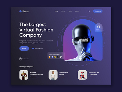 Virtual Fashion webpage branding design ui ux