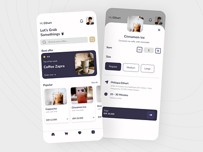 Zapra Coffee App app branding design mobile app typography ui ux