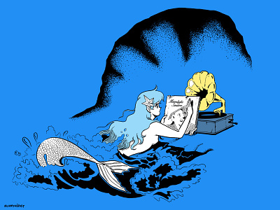 mermaid sinatra artwork blue cartoon drawing illustration illustration art lineart linedrawing lineillustration mermaid retro