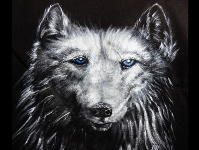 White Wolf acrylic acrylic painting acrylicpainting animalpainting black blackandwhite bnw canvas canvasart illustration painting wolf wolfpainting