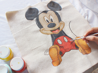 Mickey Mouse on Canvas Fabric acrylic acrylic painting canvas canvasart illustration painting traditional traditionalart