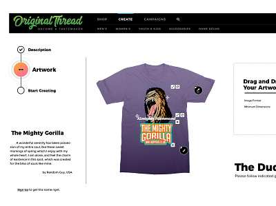 T-shirt layout design homepage product creator