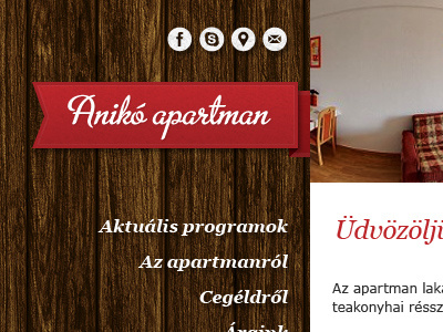 Anikó apartman header webdesign