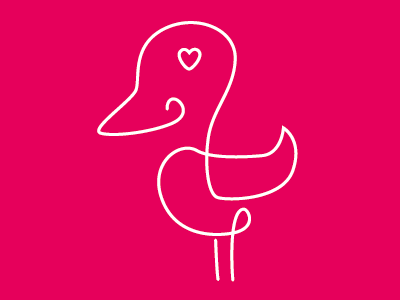 LuvDucky duck heart illustration line