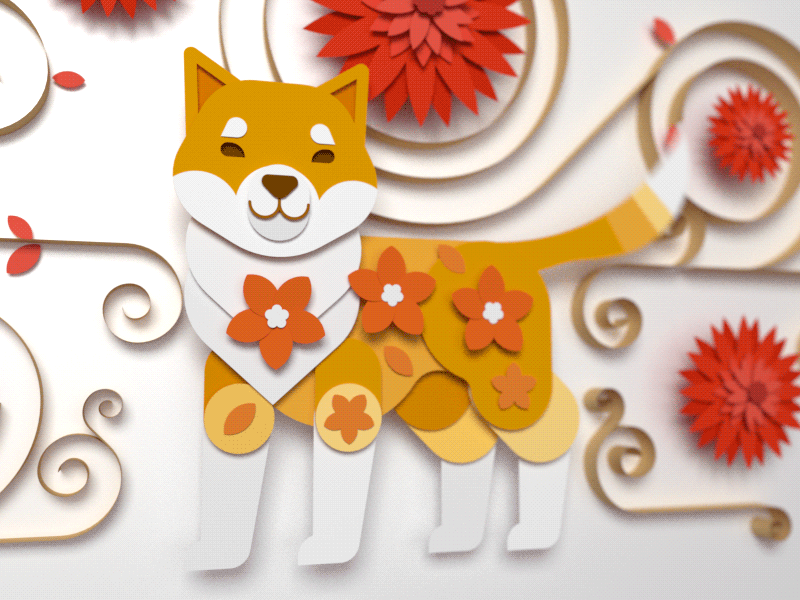 Chinese New Year 3d chinese dog flower new year