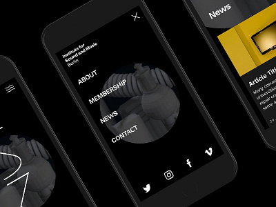 Institute for Sound and Music Berlin — Mobile Website berlin dark ui music ui web website