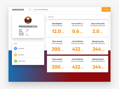 Overstats Dashboard dashboard gradient overwatch statistics