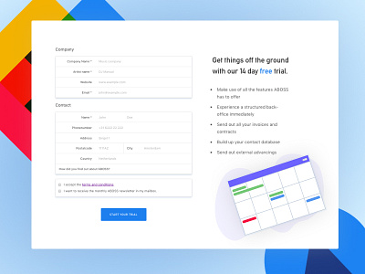 Calendar form illustration trials ui ux web