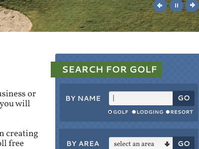 search on homepage golf search texture