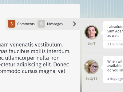 comments and message in web app profile comments grid web app