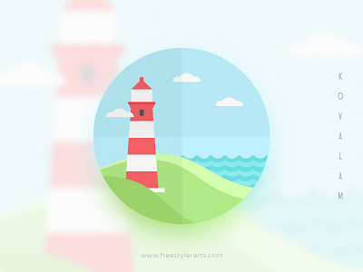 #3 Kovalam art flat icon illustrator kerala place ui vector