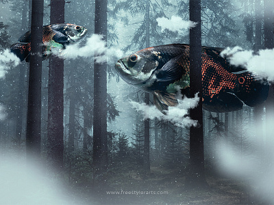 #15 Let art swim freely art clouds creative dark fish forest graphic photo manipulation wallpaper