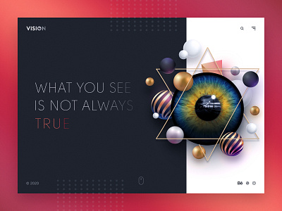 #19 Vision - Homepage 3d geometry creative eye homepagedesign interface minimalism portfolio ui ux web design