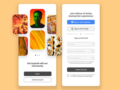 A Sample UI for an Art based Application app branding design flat minimal ui ux